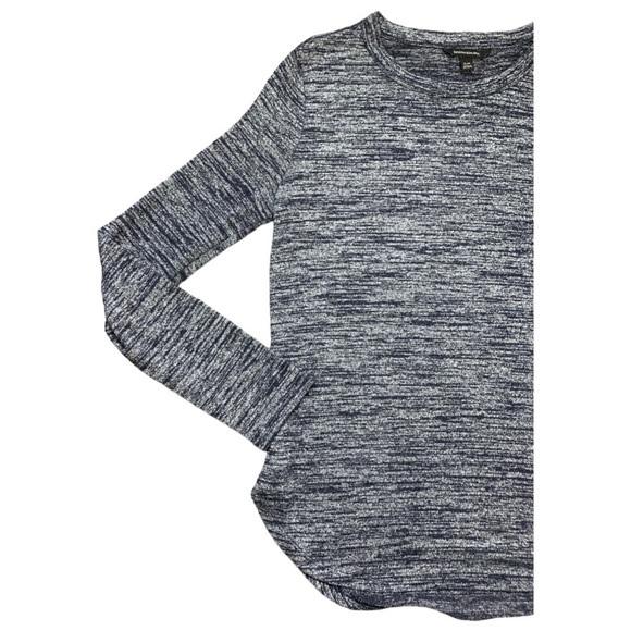 BANANA REPUBLIC Heathered Curved Hem Tee With Long Sleeves Grey Size Small - Picture 3 of 10